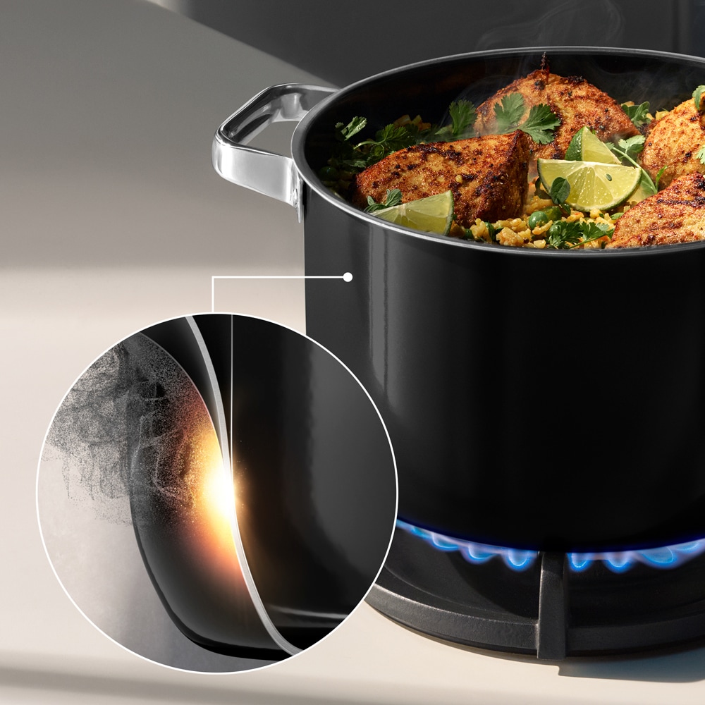 Set vase WMF Fusiontec Mineral Pro 518695290, 4 piese, 16-24cm, 1.3-6.4l, negru