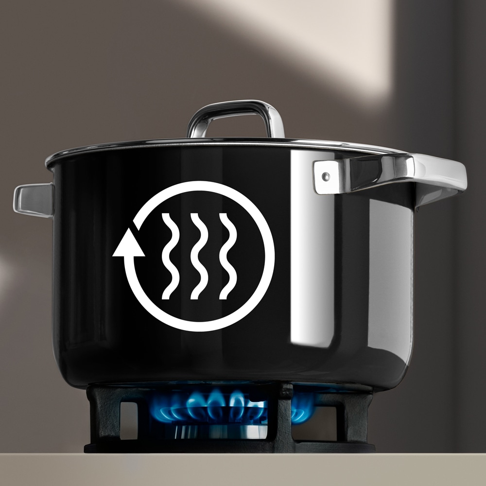 Set vase WMF Fusiontec Mineral Pro 518695290, 4 piese, 16-24cm, 1.3-6.4l, negru