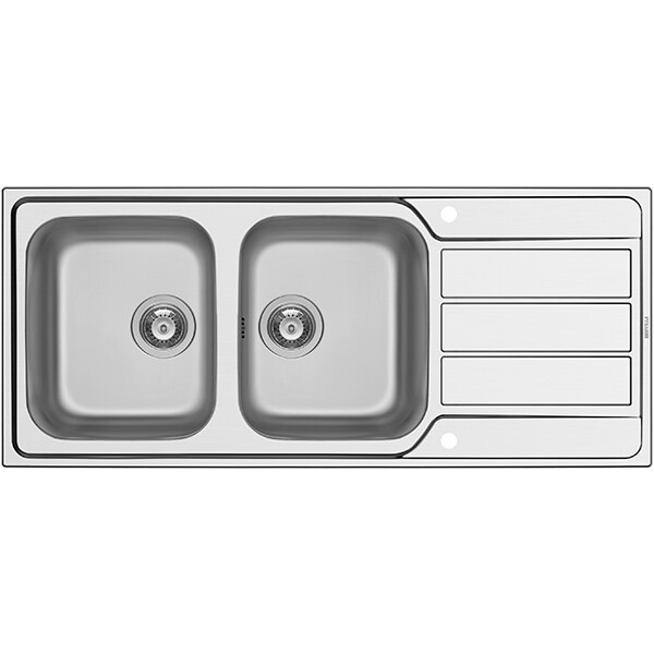 Chiuveta bucatarie PYRAMIS Athena Extra XXL, 2 cuve, picurator reversibil, inox texturat