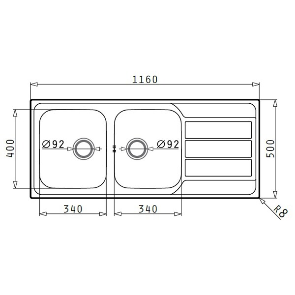 Chiuveta bucatarie PYRAMIS Athena Extra XXL, 2 cuve, picurator reversibil, inox texturat
