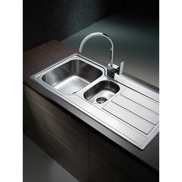 Chiuveta bucatarie PYRAMIS Athena Extra XL, 1 1/2 cuve, picurator reversibil, inox texturat