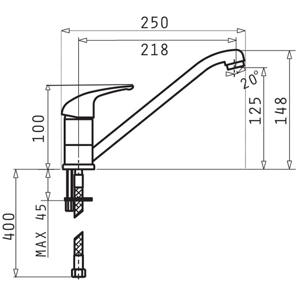 Baterie bucatarie PYRAMIS Asalia Granite, alama, negru