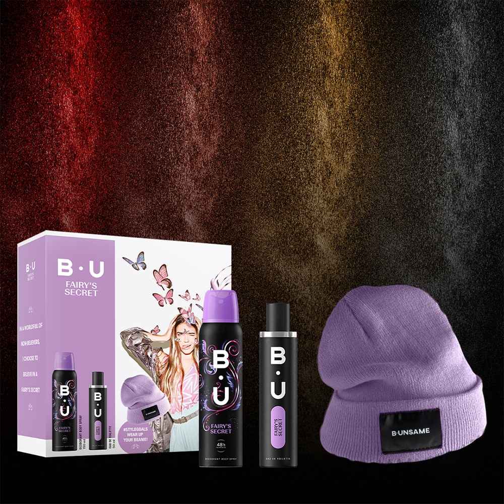 Set ingrijire corp B.U Fairy's Secret: Apa de toaleta, 50ml + Deodorant spray, 150ml + caciula