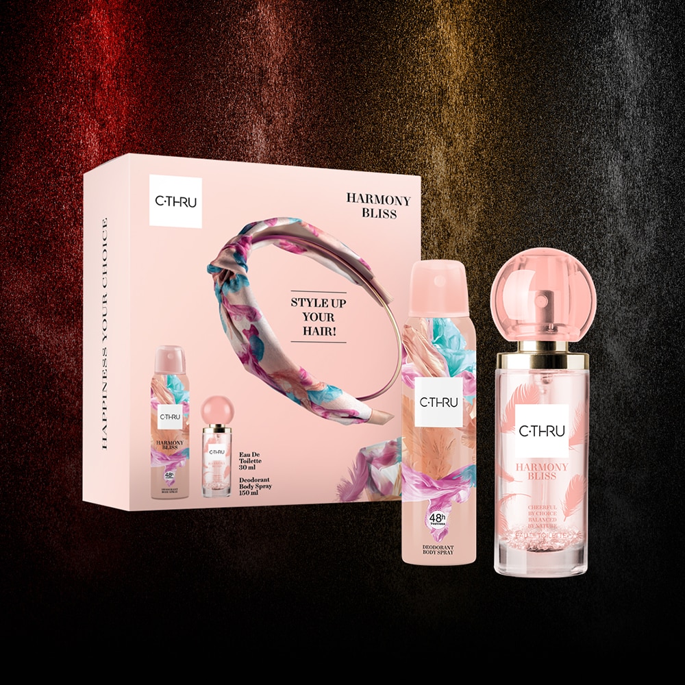 Set cadou C-THRU Harmony Bliss: Apa de toaleta, 30ml + Deodorant spray, 150ml + bentita