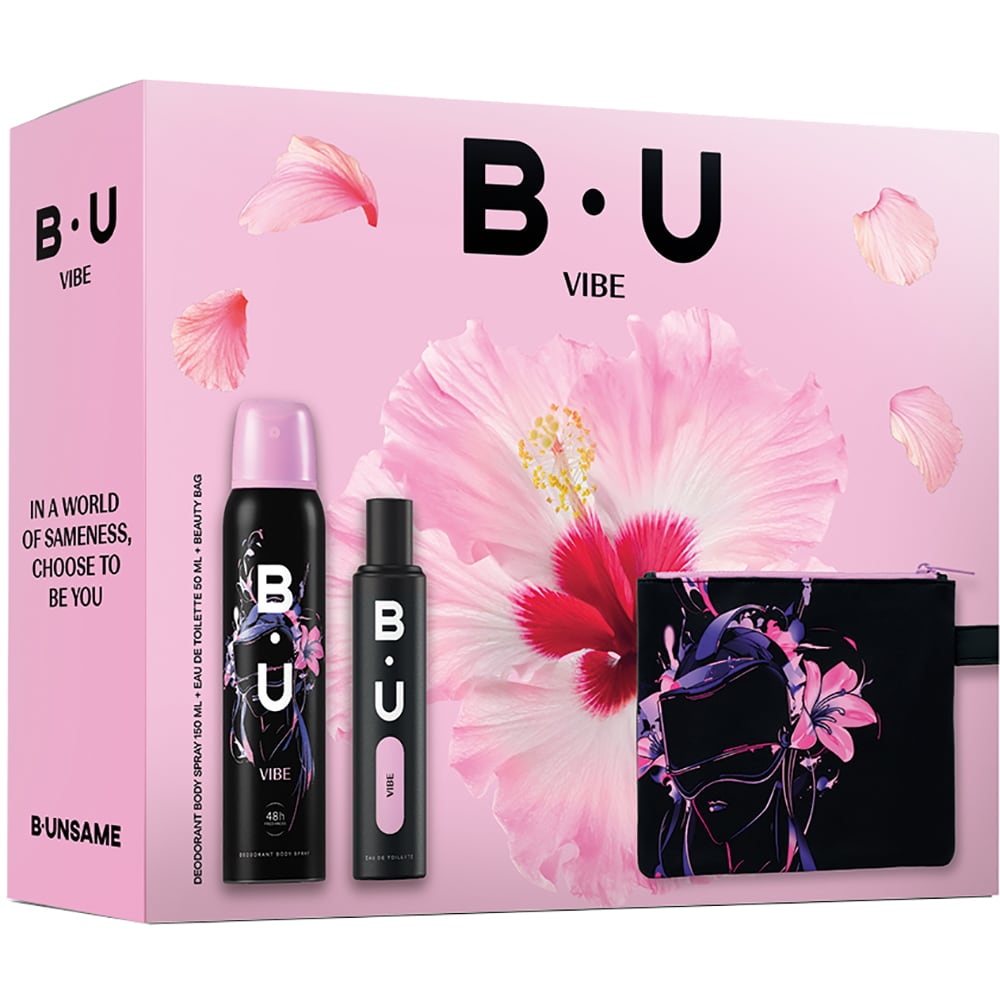 Set ingrijire corp B.U Vibe: Apa de toaleta, 50ml + Deodorant spray, 150ml + cadou