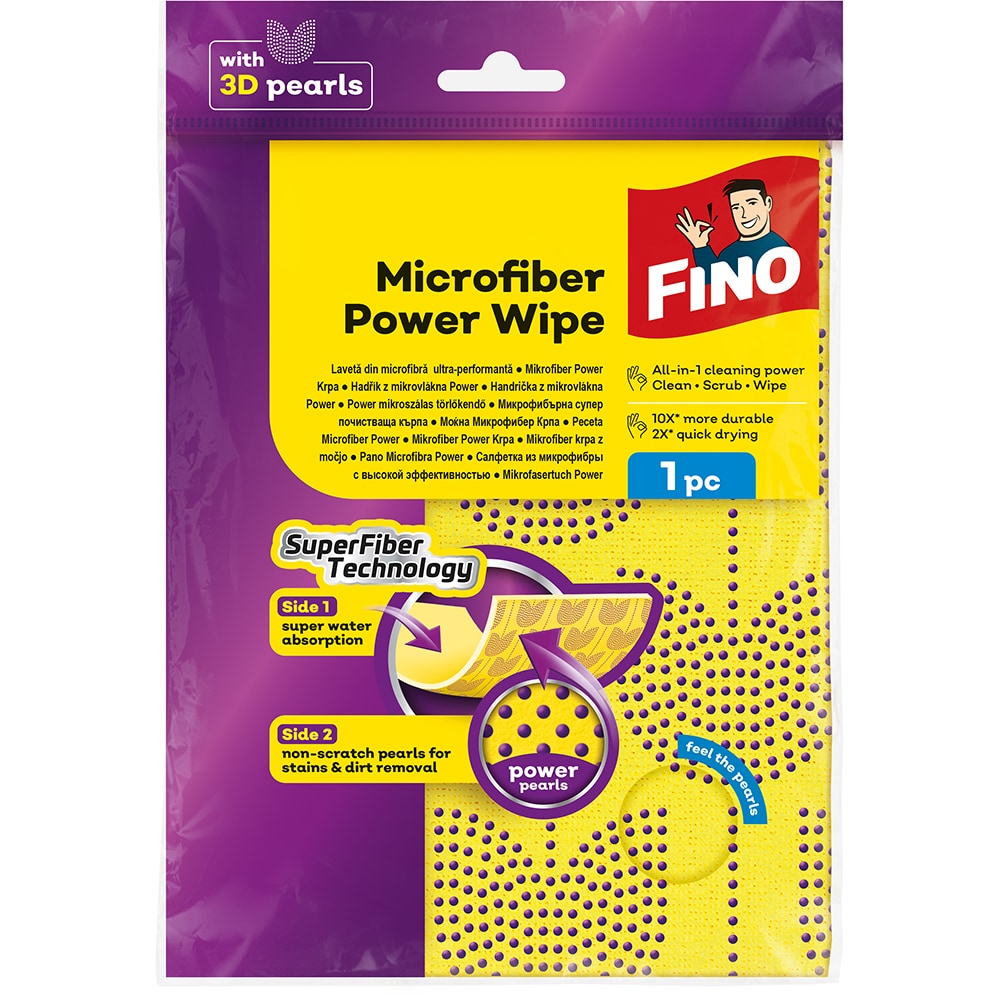 Laveta microfibra FINO, ultra-performanta, galben, 1 bucata