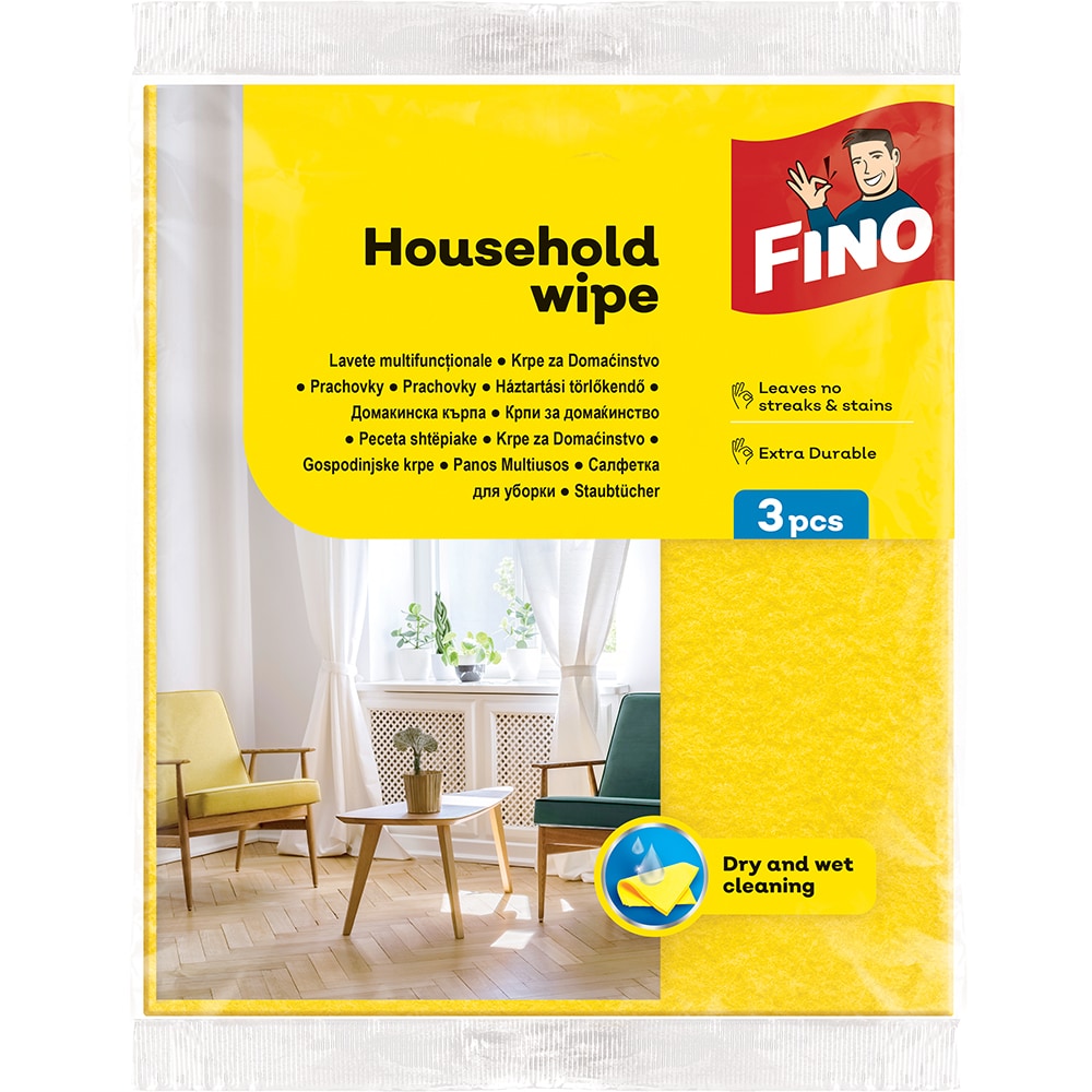 Laveta multifunctionala FINO, galben, 3 bucati