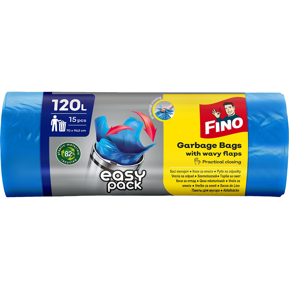 Saci menajeri FINO Easy Pack, 15 bucati, 120 l, albastru
