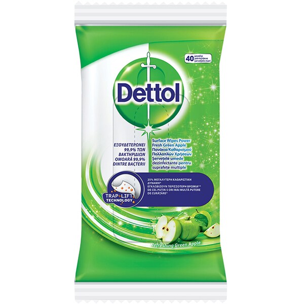 Servetele dezinfectante DETTOL mar verde, 40 buc