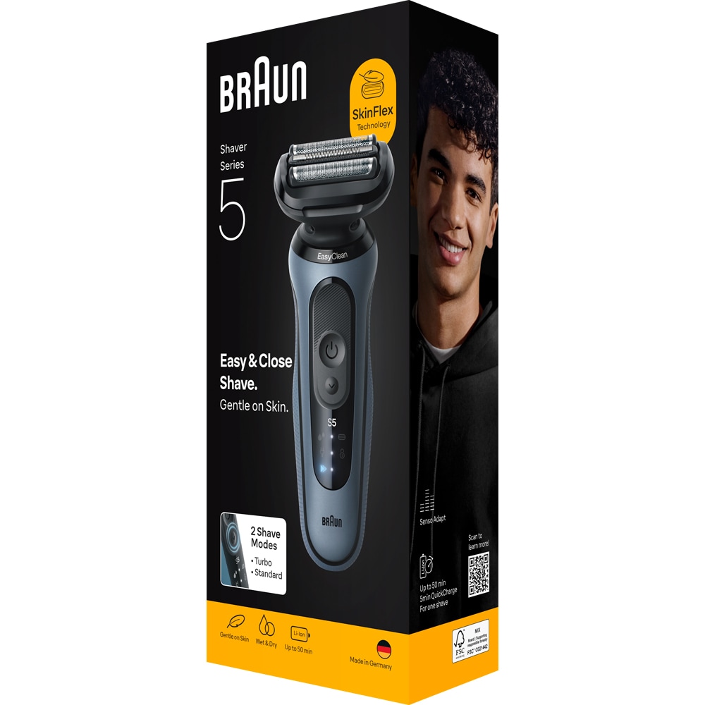 Aparat de ras BRAUN Series 5 52-A1000S, autonomie 50 min, albastru