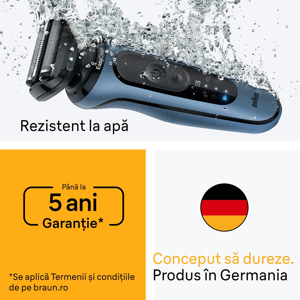 Aparat de ras BRAUN Series 5 52-A1000S, autonomie 50 min, albastru