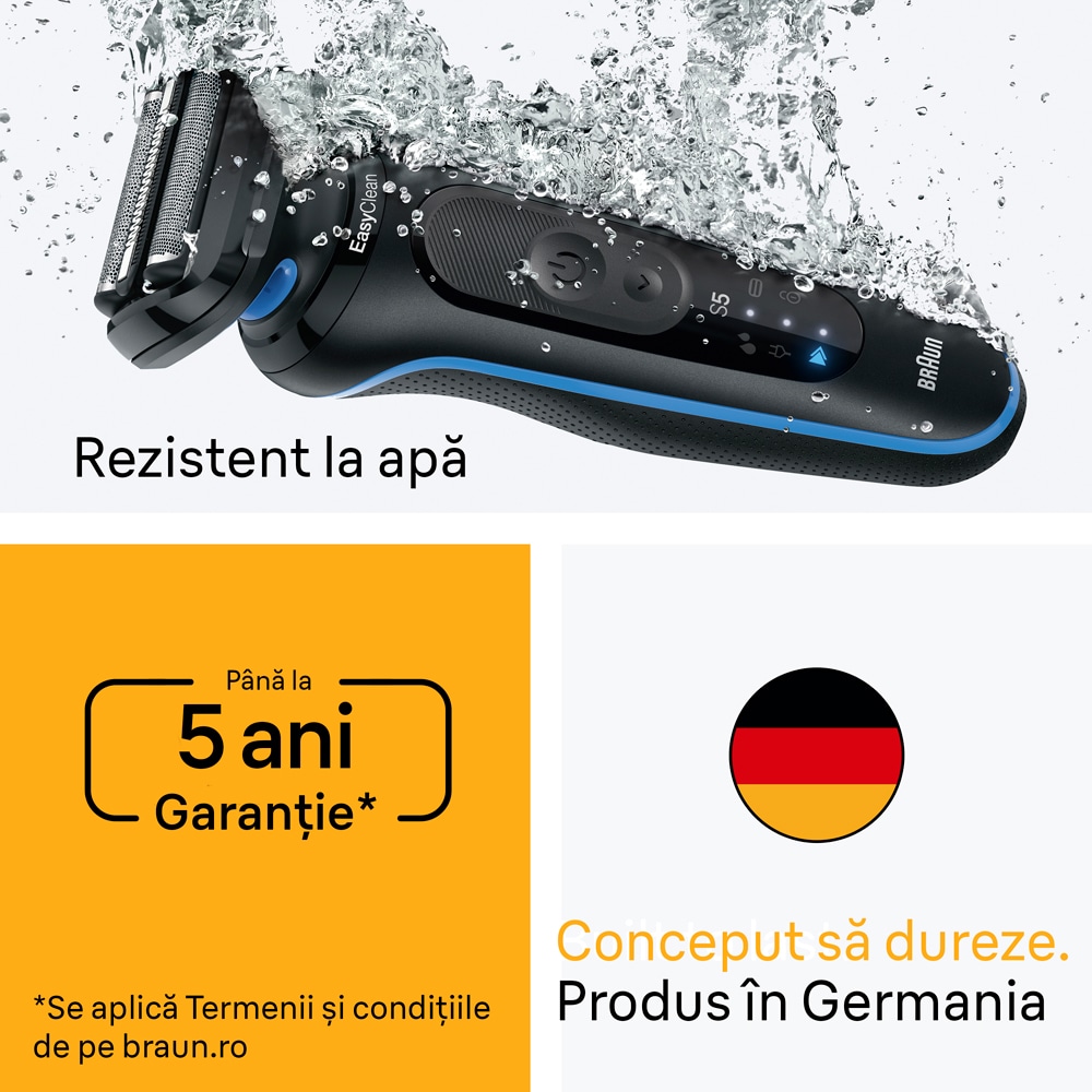 Aparat de ras BRAUN Series 5 52-B7000CC, acumulator, autonomie 50 min, negru