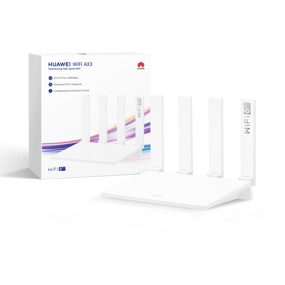 Router Wireless Gigabit HUAWEI WiFi AX3 AX3000, Wi-Fi 6, Dual-band 574 + 2402 Mbps, alb