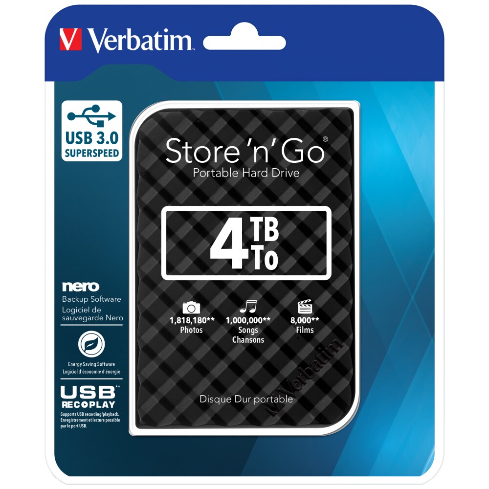 Hard Disk extern VERBATIM Store 'n' Go, 4TB, USB 3.0, negru