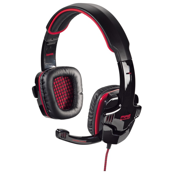 Casti PC HAMA Fire Starter, 3.5mm, negru-rosu