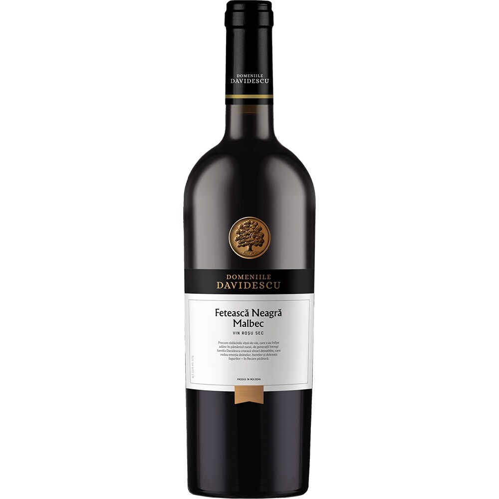 Vin rosu sec Domeniile Davidescu Feteasca Neagra, Malbec, 0.75L