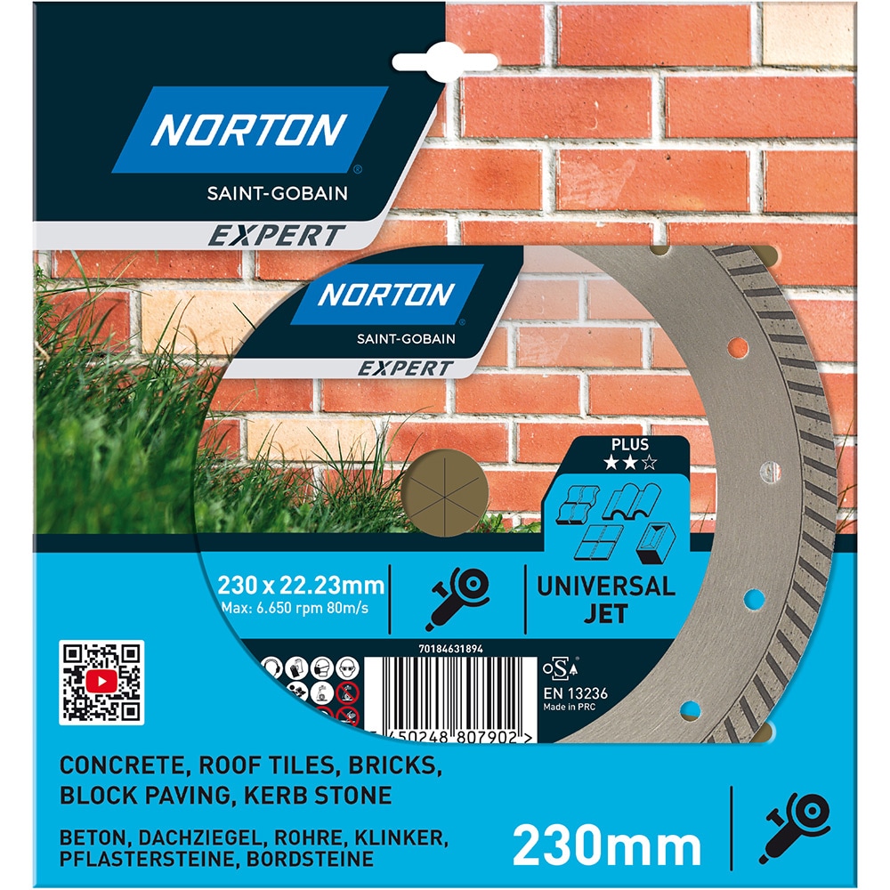 Disc diamantat pentru fierastrau NORTON, 230 x 22 mm, metal, gri