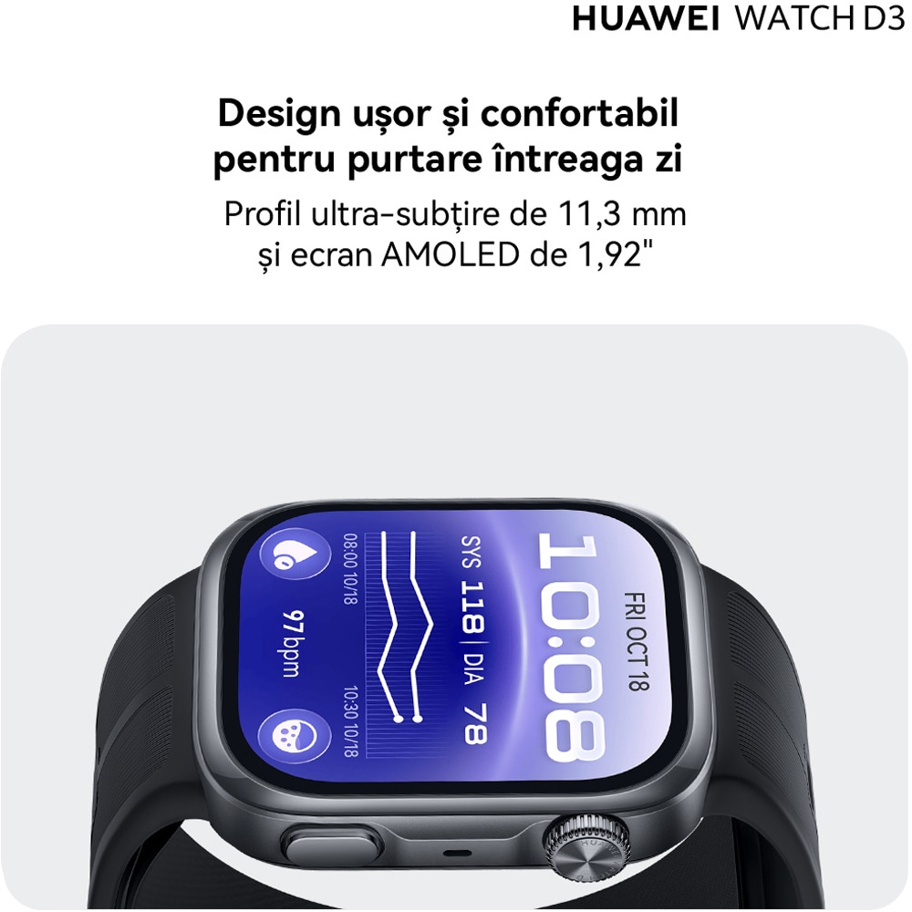 Smartwatch HUAWEI Watch D3, Android/iOS, Black