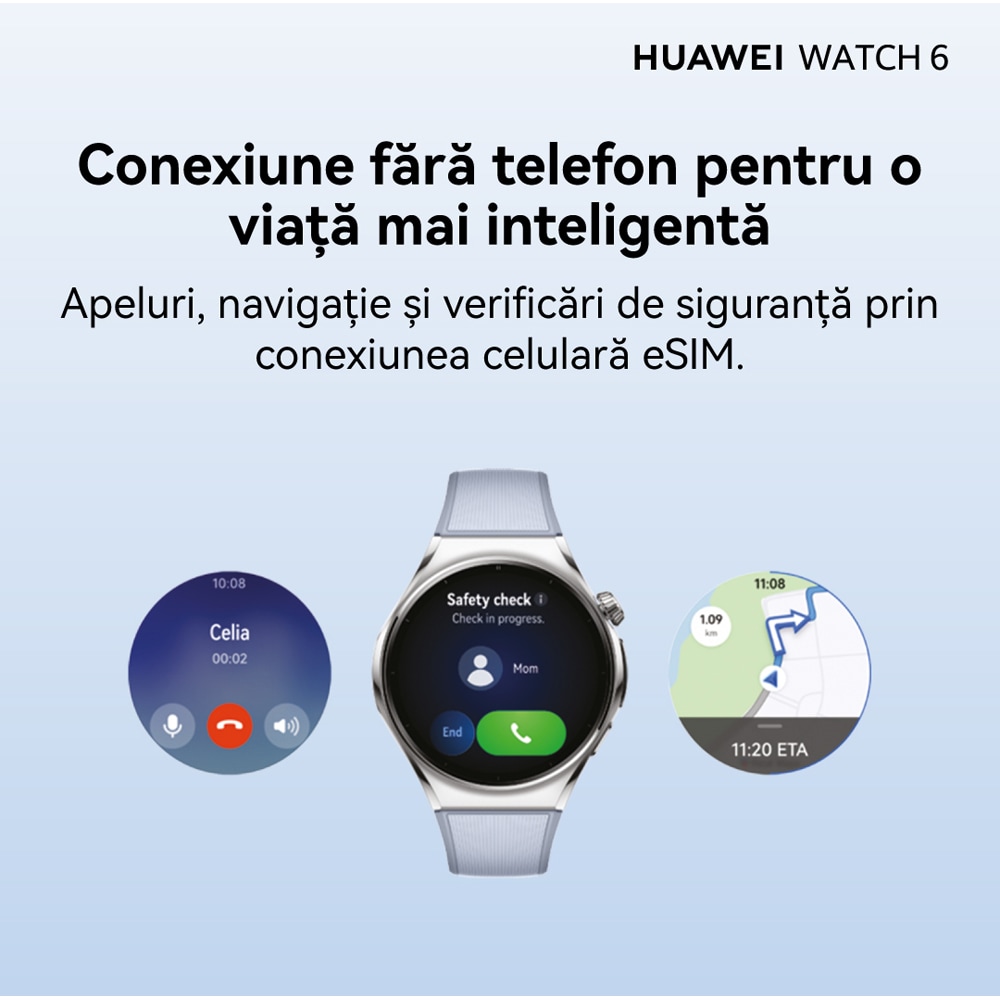 Smartwatch HUAWEI Watch 6, 46mm, LTE, Wi-Fi, Android/iOS, Blue