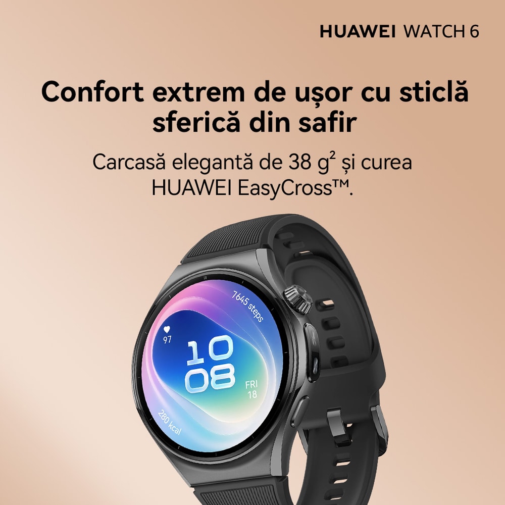 Smartwatch HUAWEI Watch 6, 46mm, LTE, Wi-Fi, Android/iOS, Black