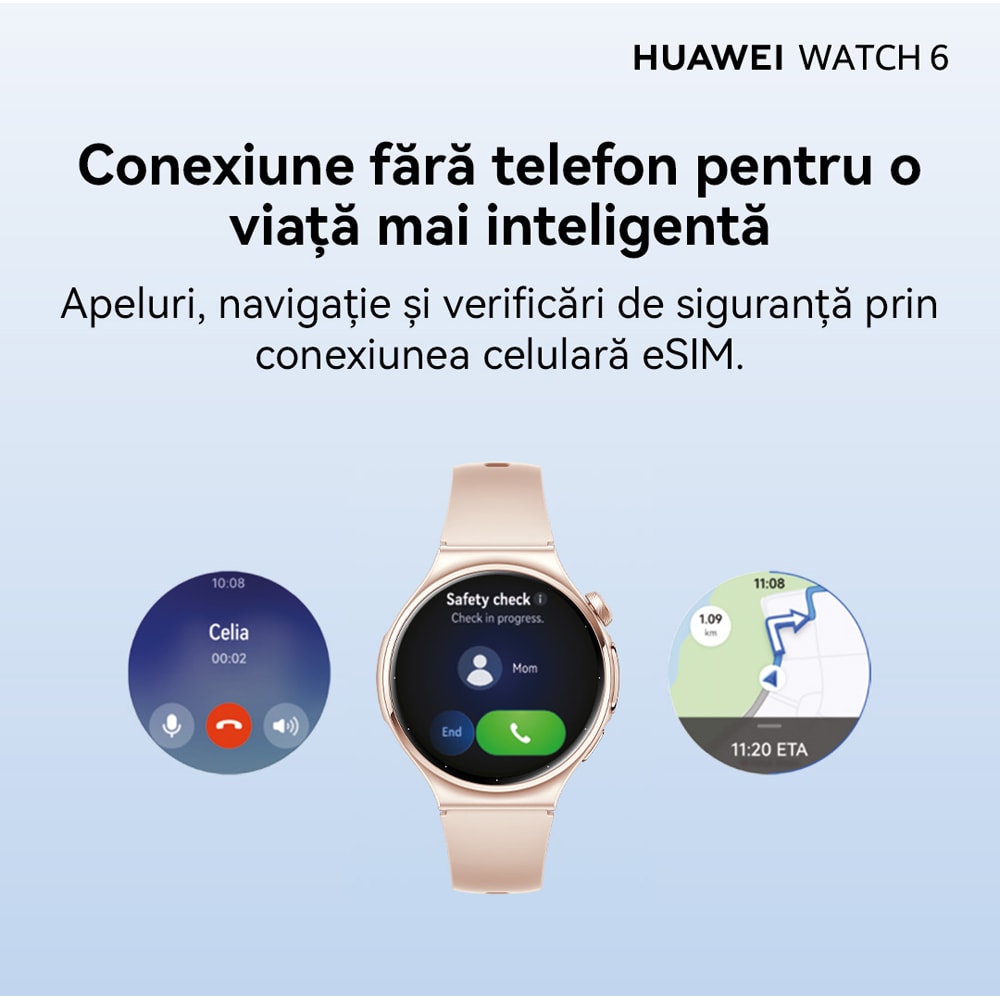 Smartwatch HUAWEI Watch 6, 42mm, LTE, Wi-Fi, Android/iOS, Gold