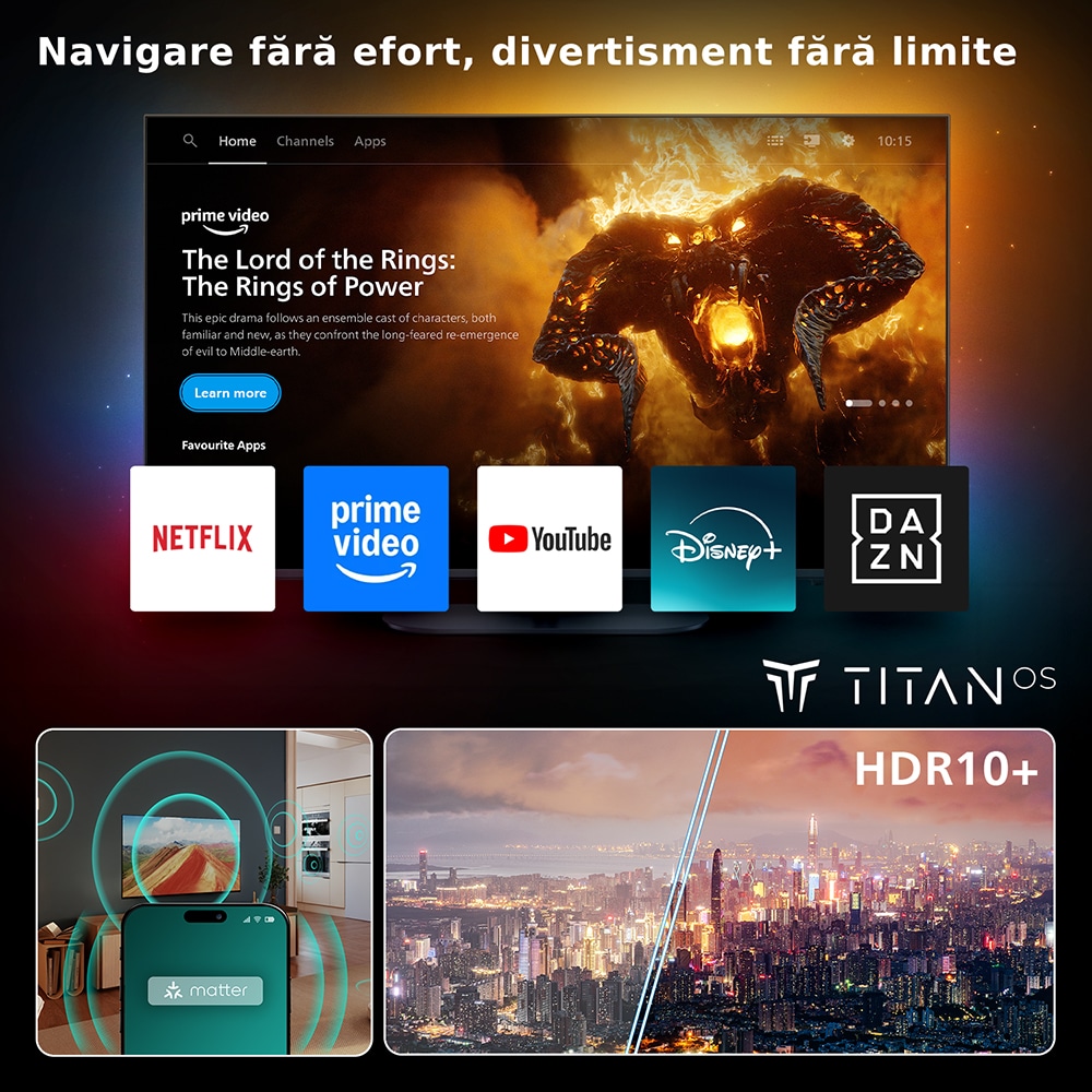 Televizor LED Smart PHILIPS 55PUS7000, Ultra HD 4K, HDR10+, 139cm