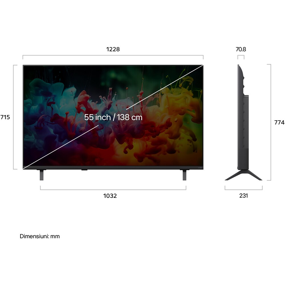 Televizor QNED SMART LG 55QNED72B3B, Ultra HD 4K, 139cm