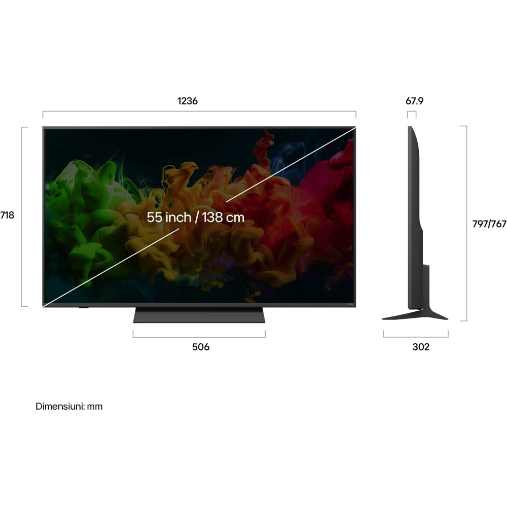 Televizor QNED Mini LED Smart LG 55QNED81B3A, Ultra HD 4K, 139cm