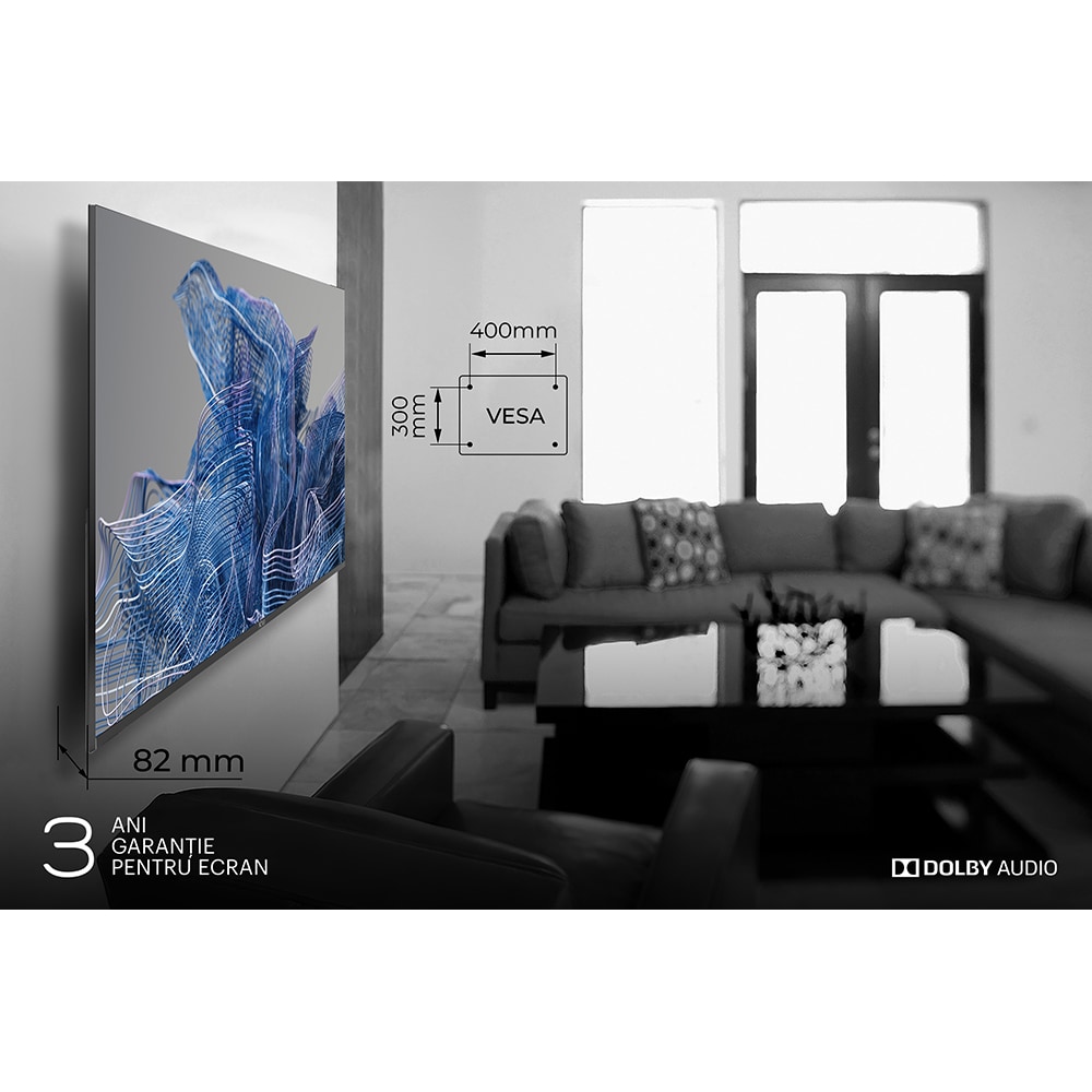 Televizor LED Smart KIVI 55U740NB, Ultra HD 4K, HDR, 140cm