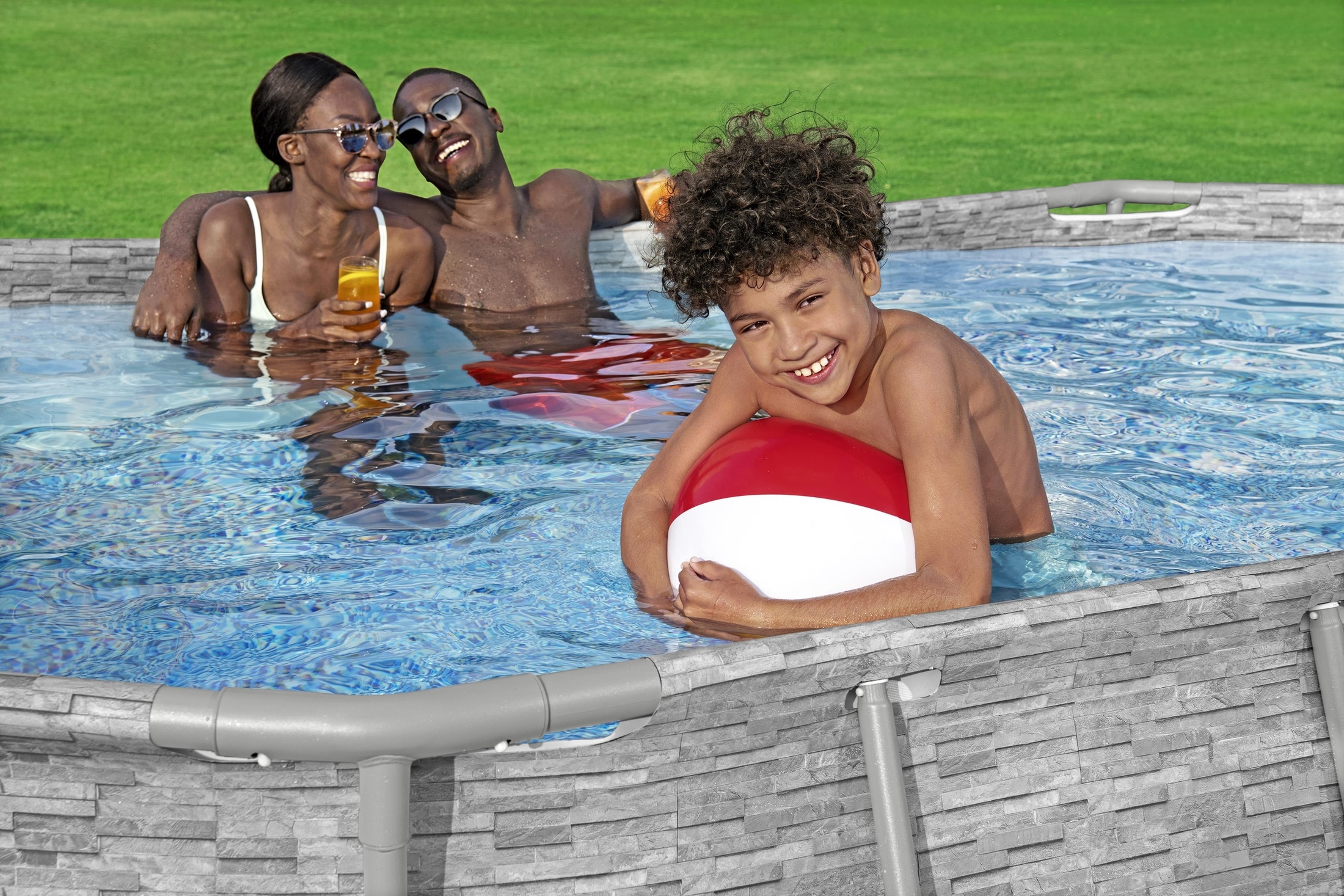 Piscina BESTWAY STEEL PRO MAX Splashview, ovala, cu ferestre, 427x250x100 cm, 7250L