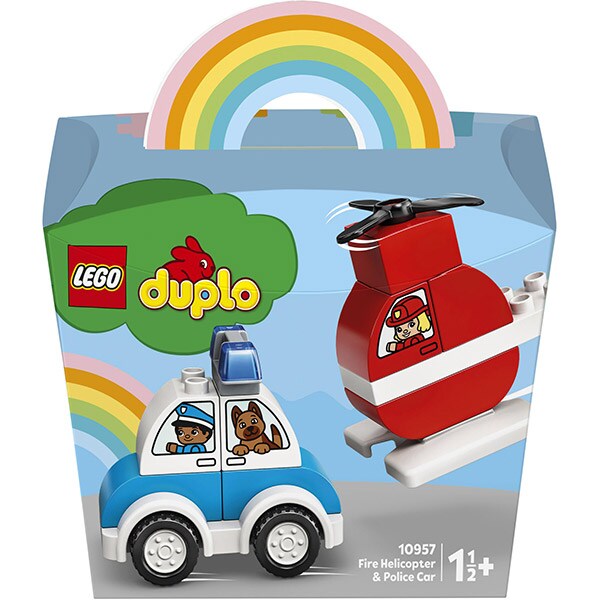 LEGO DUPLO: Elicopter de pompieri si masina de politie 10957, 18 luni+, 14 piese