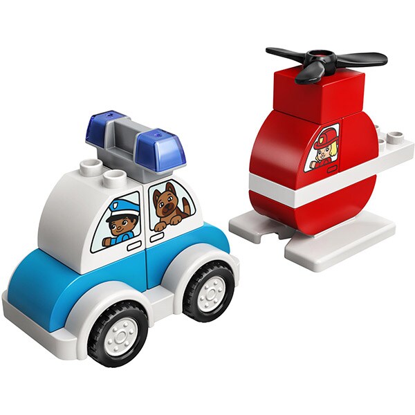 LEGO DUPLO: Elicopter de pompieri si masina de politie 10957, 18 luni+, 14 piese