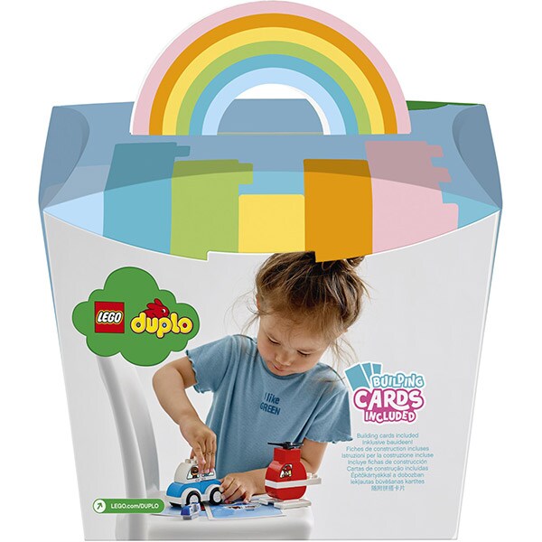 LEGO DUPLO: Elicopter de pompieri si masina de politie 10957, 18 luni+, 14 piese