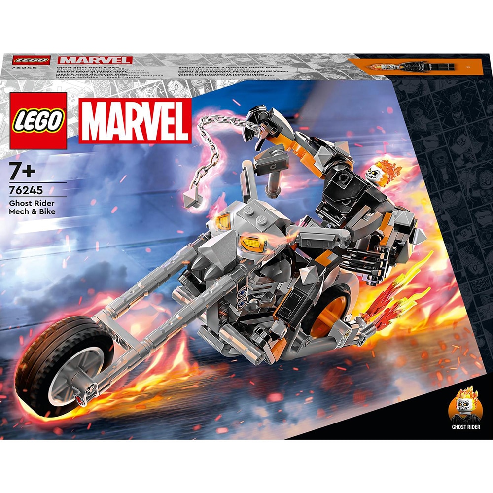 LEGO Marvel: Robot si motocicleta Calaretul fantoma 76245, 7 ani+, 264 piese