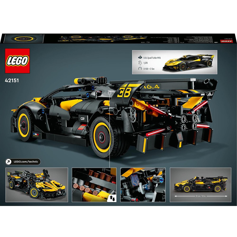LEGO Technic: Bolid Bugatti 42151, 7 ani+, 905 piese