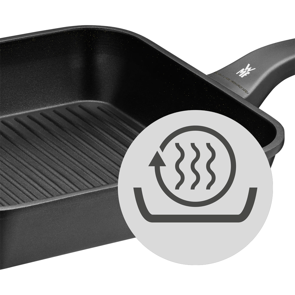 Tigaie grill WMF Permadur Premium, 28x28cm, aluminiu, negru