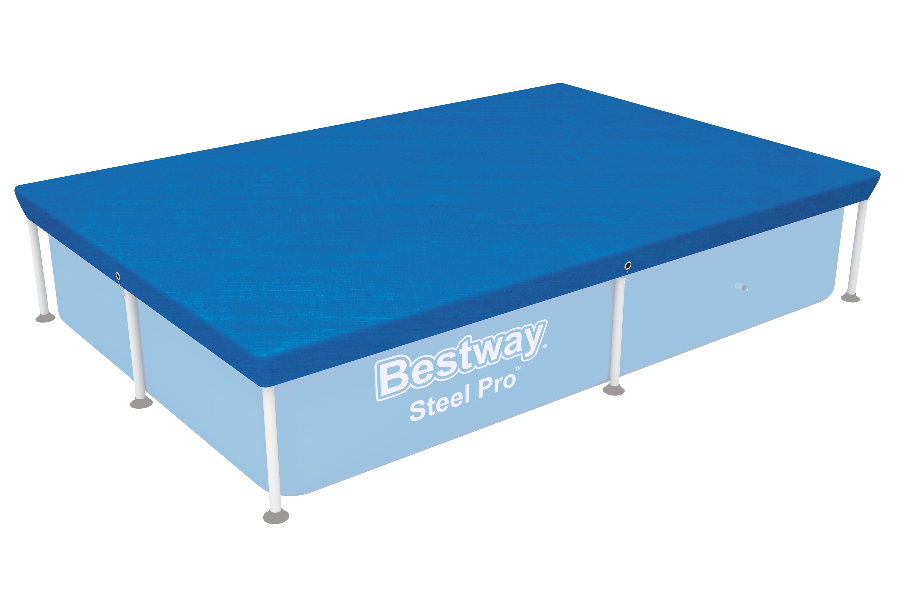 Prelata piscina BESTWAY, cu cadru, dreptunghiulara, polietilena, 221x150 cm, albastru