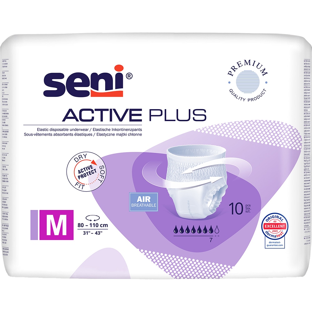 Scutece tip chilot SENI Active Plus, M, 10 buc