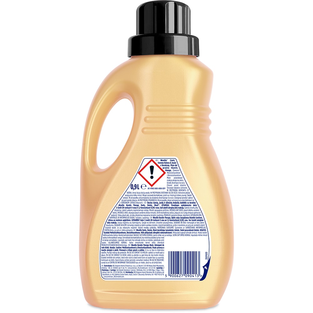 Detergent lichid WOOLITE Keratin Darks, 0.9 l, 15 spalari