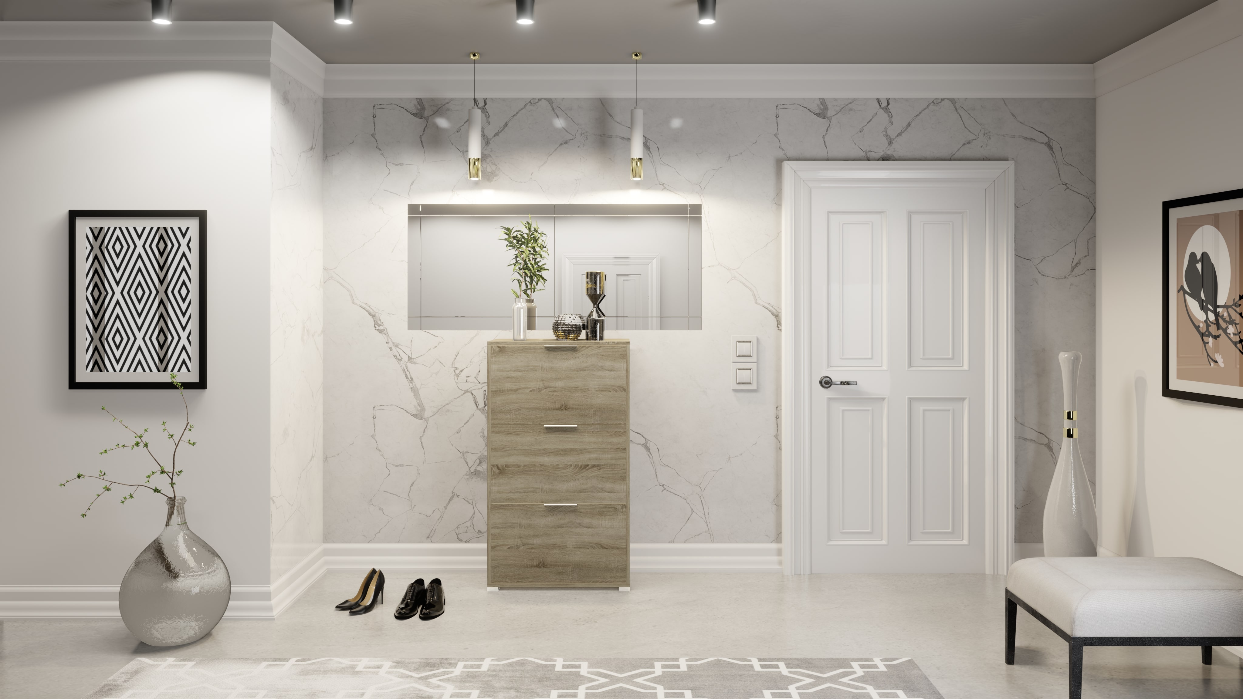 Pantofar 3 fronturi, 65 x 25 x 115.4 cm, 4 kg/compartiment, PAL, maro