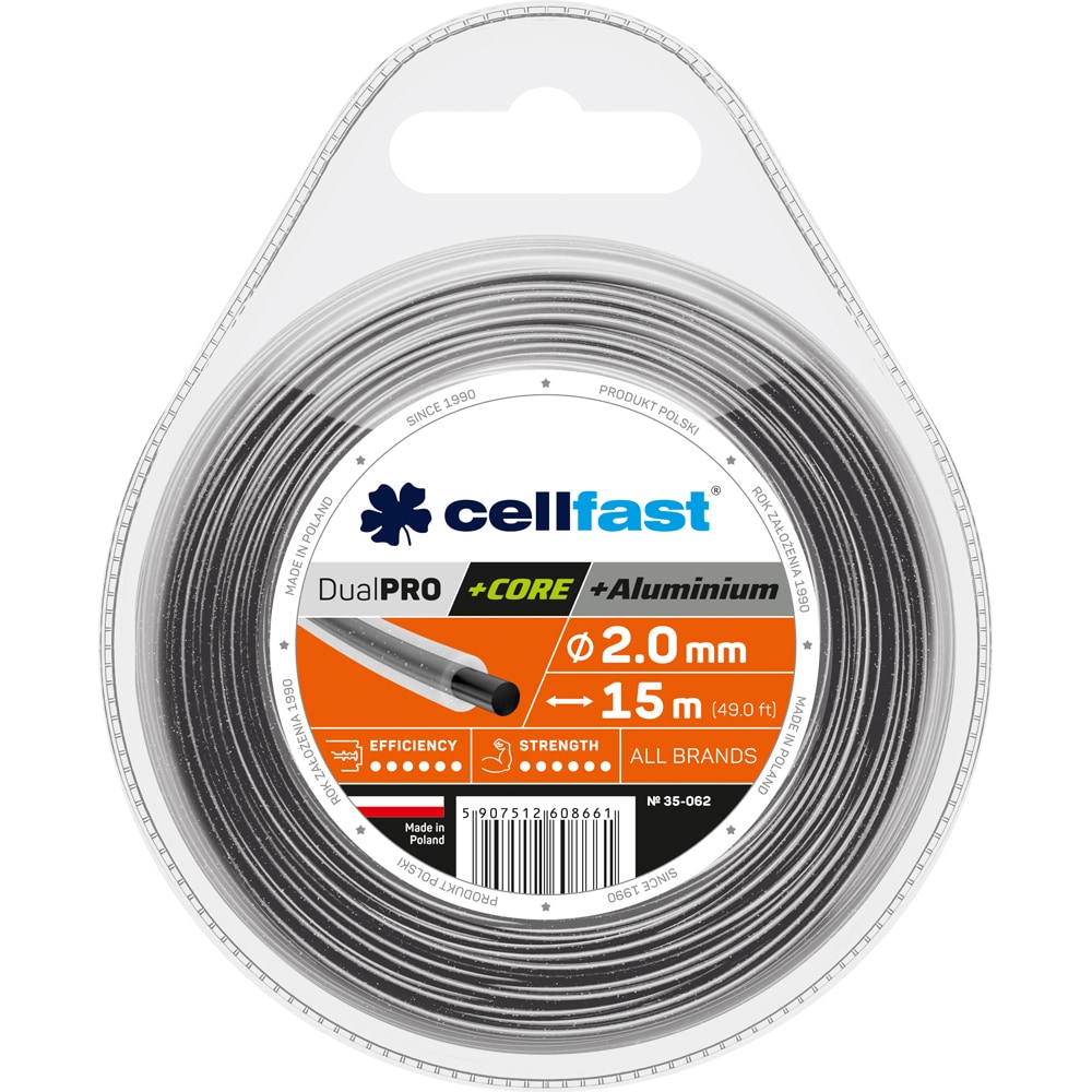 Fir insertie aluminiu trimmer, 2 mm, 15 m, negru