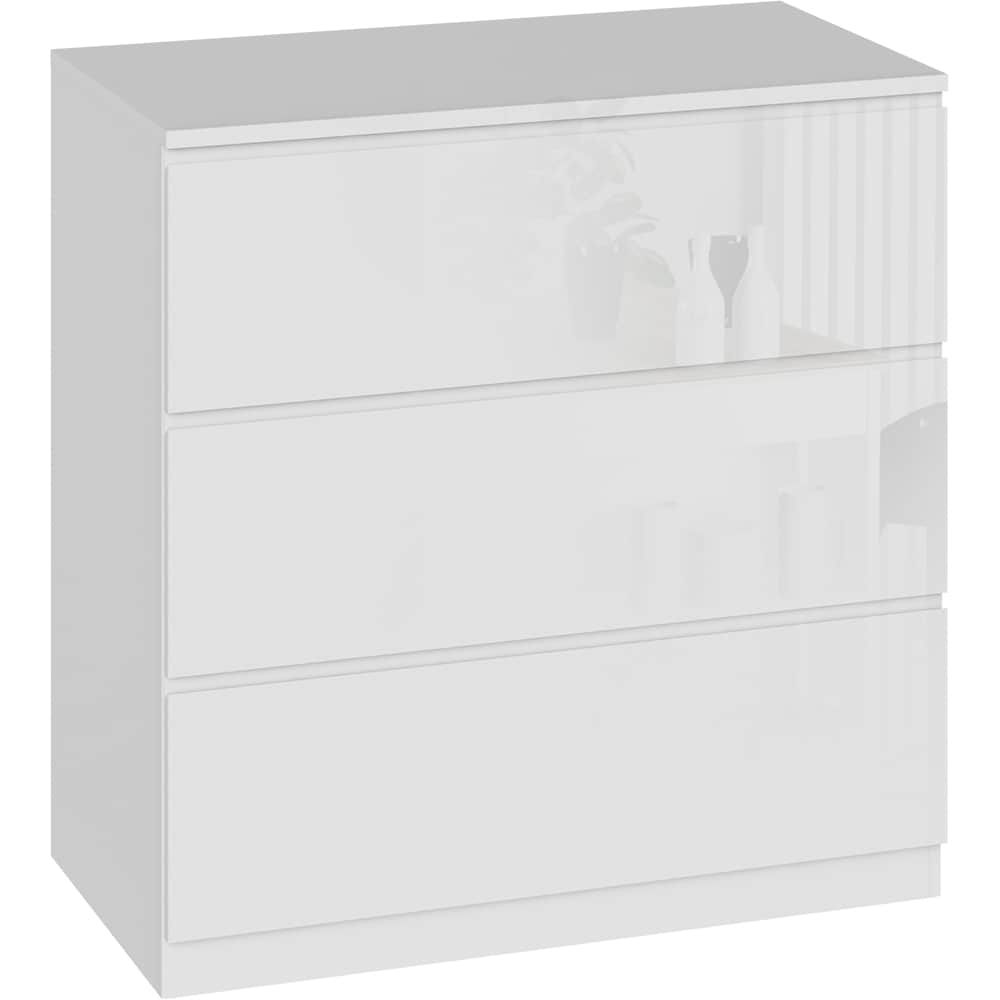 Comoda living BLACK AND WHITE Optimum 02, PAL, 78 x 40 x 80.4 cm, alb lucios