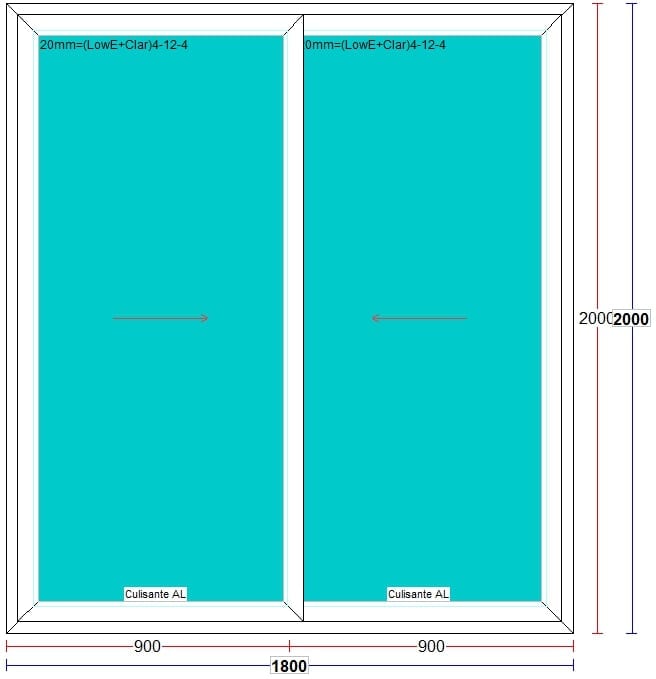 Usa exterior FENSTERWELT, cu geam, 1 camere, glisare, aluminiu, 180 x 200 cm, alb