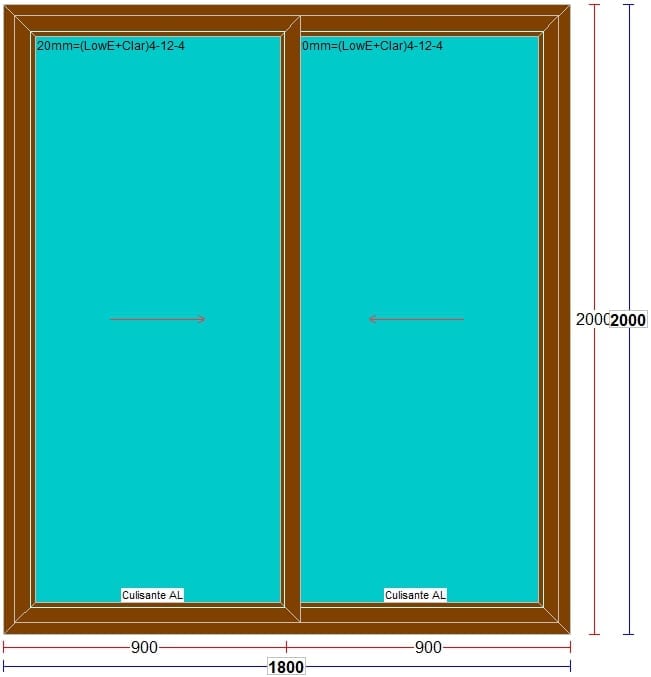 Usa exterior FENSTERWELT, cu geam, 1 camere, glisare, aluminiu, 180 x 200 cm, maro