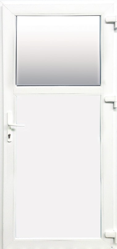 Usa exterior FENSTERWELT, cu geam, 4 camere, 1/3, stanga, PVC, 88 x 203 cm, alb