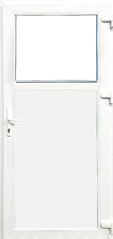 Usa exterior FENSTERWELT, cu geam, 4 camere, 1/3, dreapta, PVC, 88 x 203 cm, alb