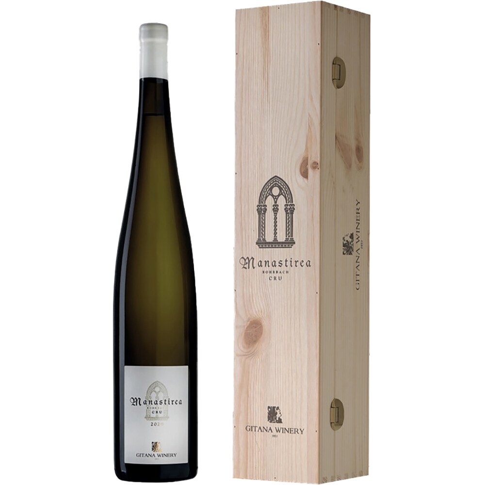 Vin alb sec Gitana Manastirea Wood Gift Box, 1.5L