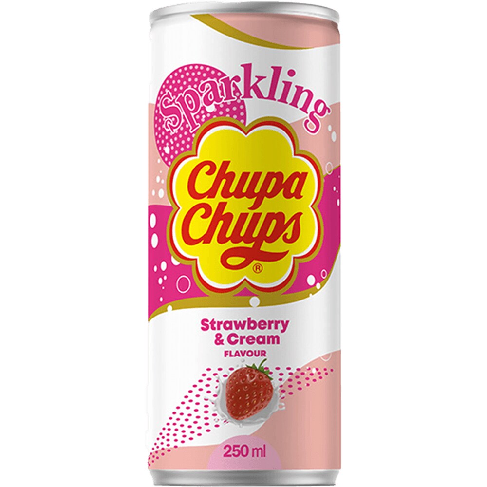Bautura racoritoare carbogazoasa CHUPA CHUPS Strawberry Cream bax 0.25L x 24 doze