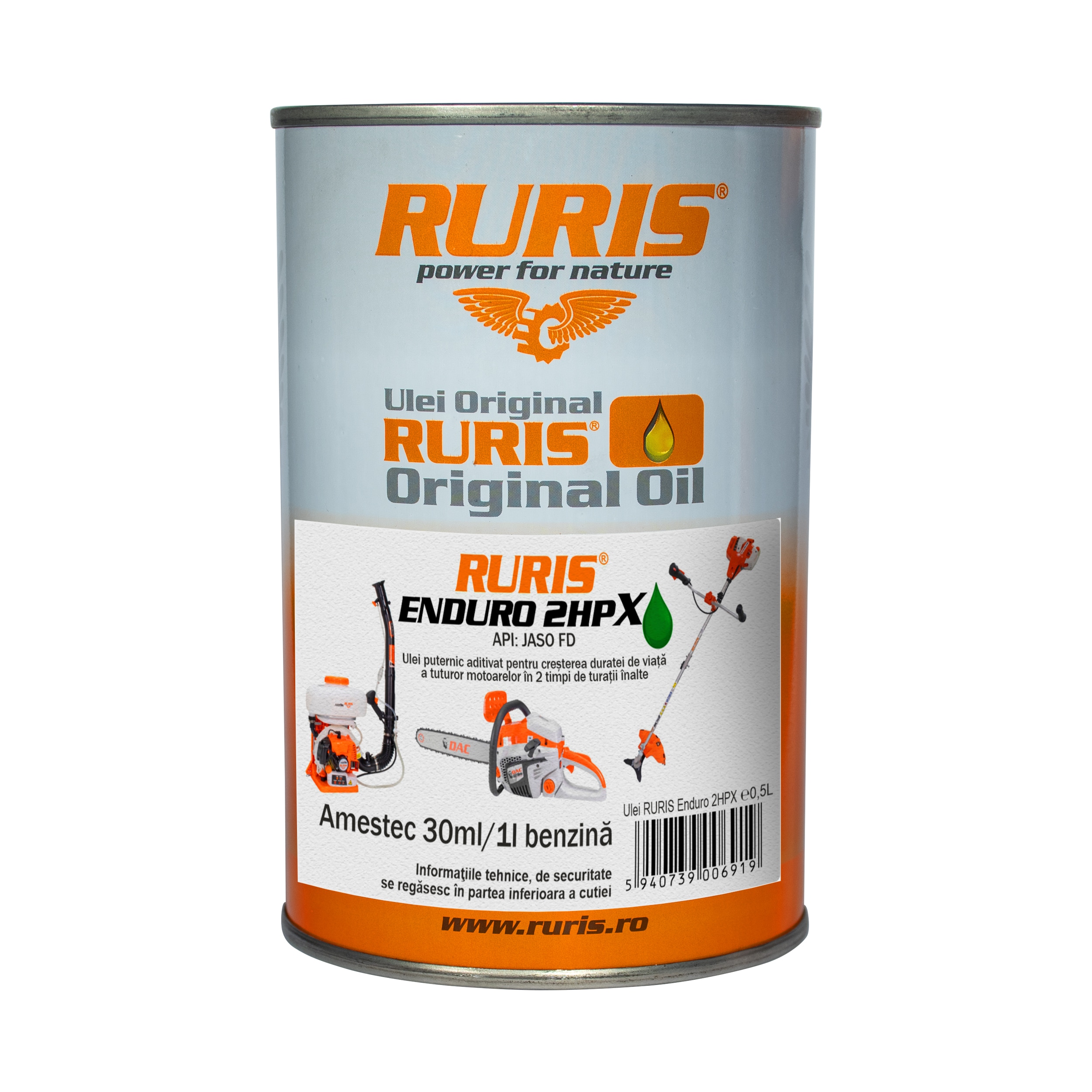 Ulei aditivat RURIS Jaso, Enduro 2hpX, motoare 2 timpi, 500ml