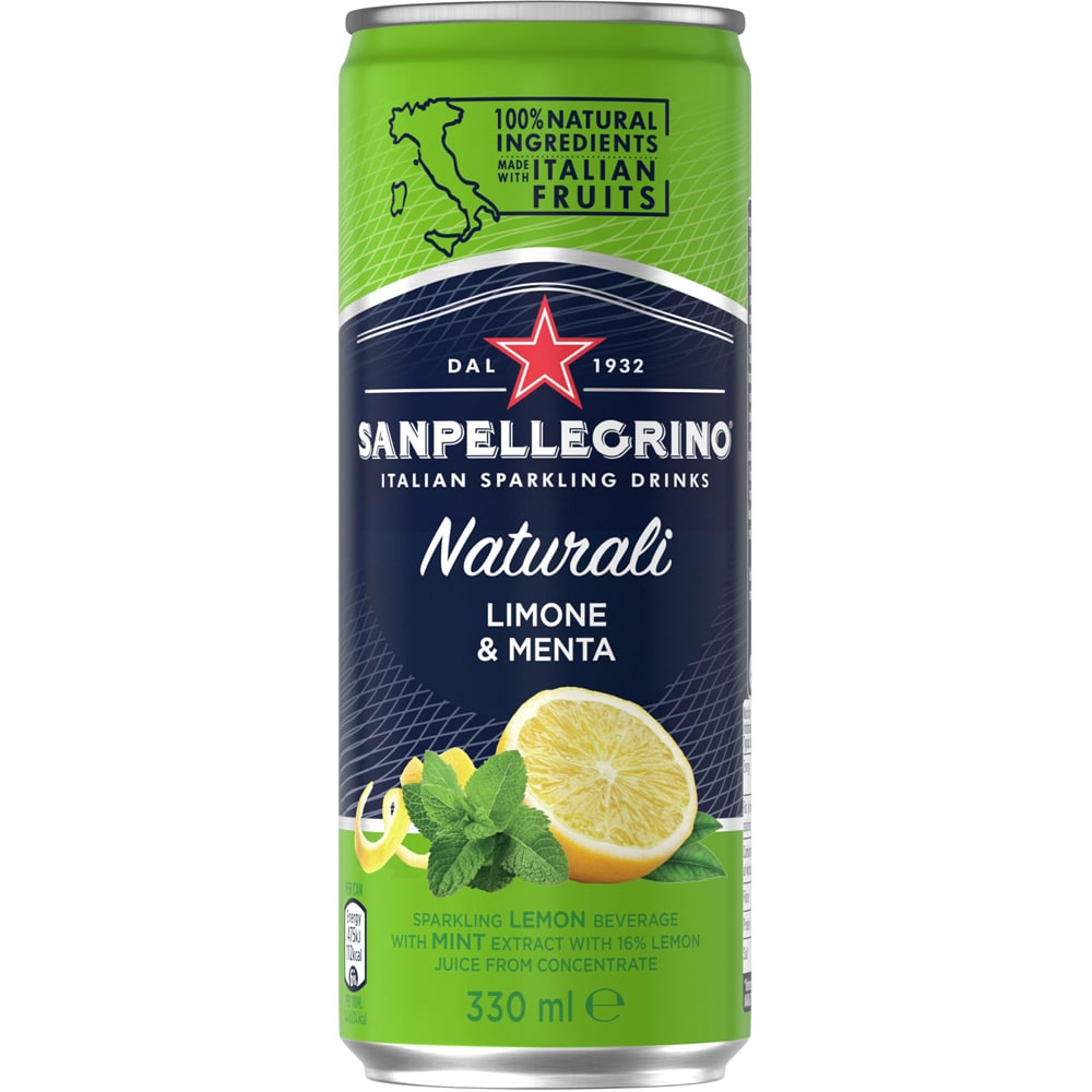 Apa minerala carbogazoasa SAN PELLEGRINO Limone & Menta bax 0.33L x 24 doze